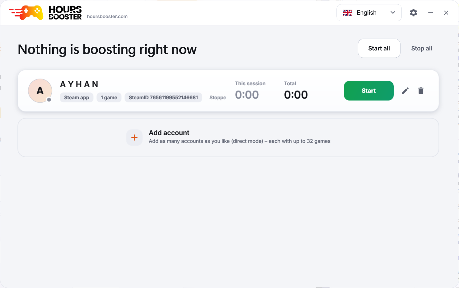 Boost Time – Hauptfenster im hellen Design